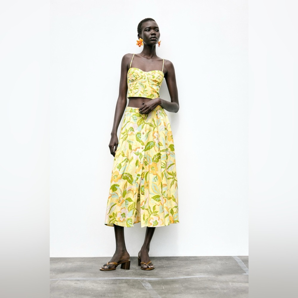 ZARA Printed Linen Skirt - Picture 2 of 2